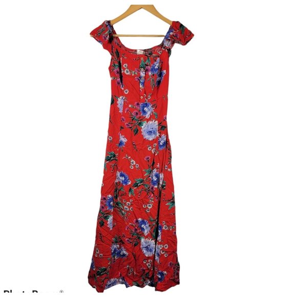 Band of Gypsies Red Floral Maxi Dress - Picture 1 of 9